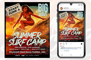 Surf Camp Social media template, a Social Media Template by regalDRAW