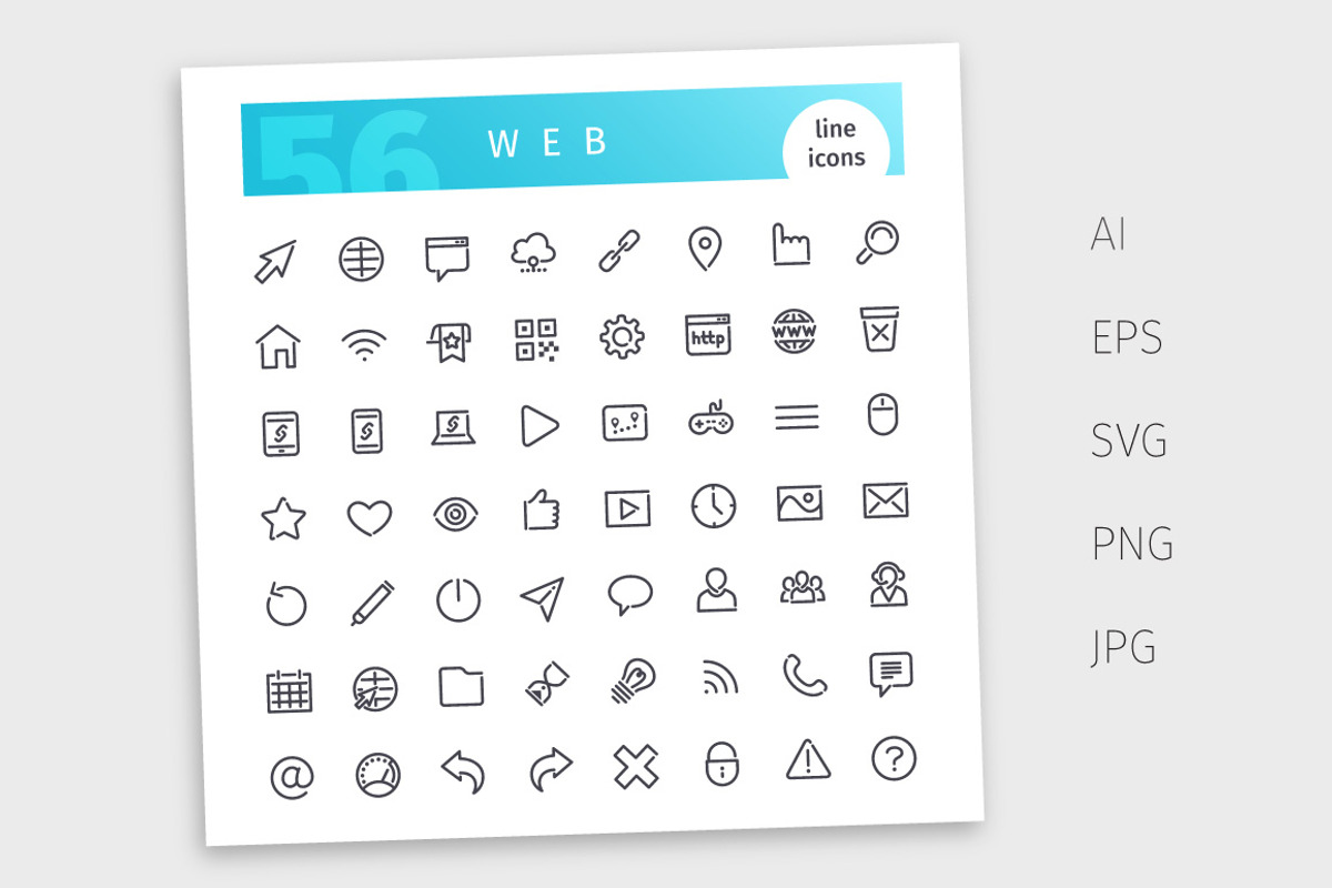 Web Line Icons Set, an Outline Icon by Voysla's Shop (Photo 4 of 4)