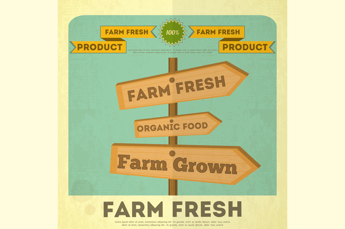 Poster for Organic Farm Food, a Food Illustration by ELFIVETROV DESIGN