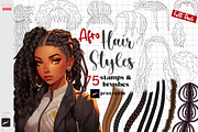 Procreate Afro Hairstle Curly Hair, a Brush Add-On by ArtPrintBabe (Thumbnail 1 of 12)