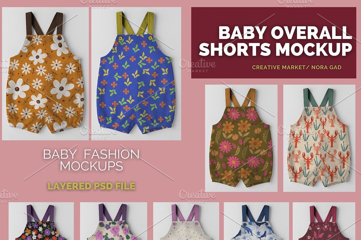 Baby Overall Shorts Mockup, a Shirt Mockup by Nora Gad (Photo 1 of 16)
