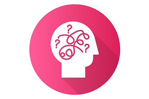 Puzzled Mind Pink Flat Design Icon