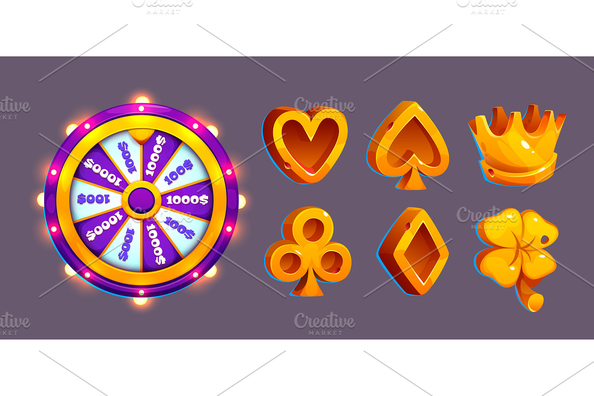 Golden slot machine icons with, an Object Illustration by art PVP - market