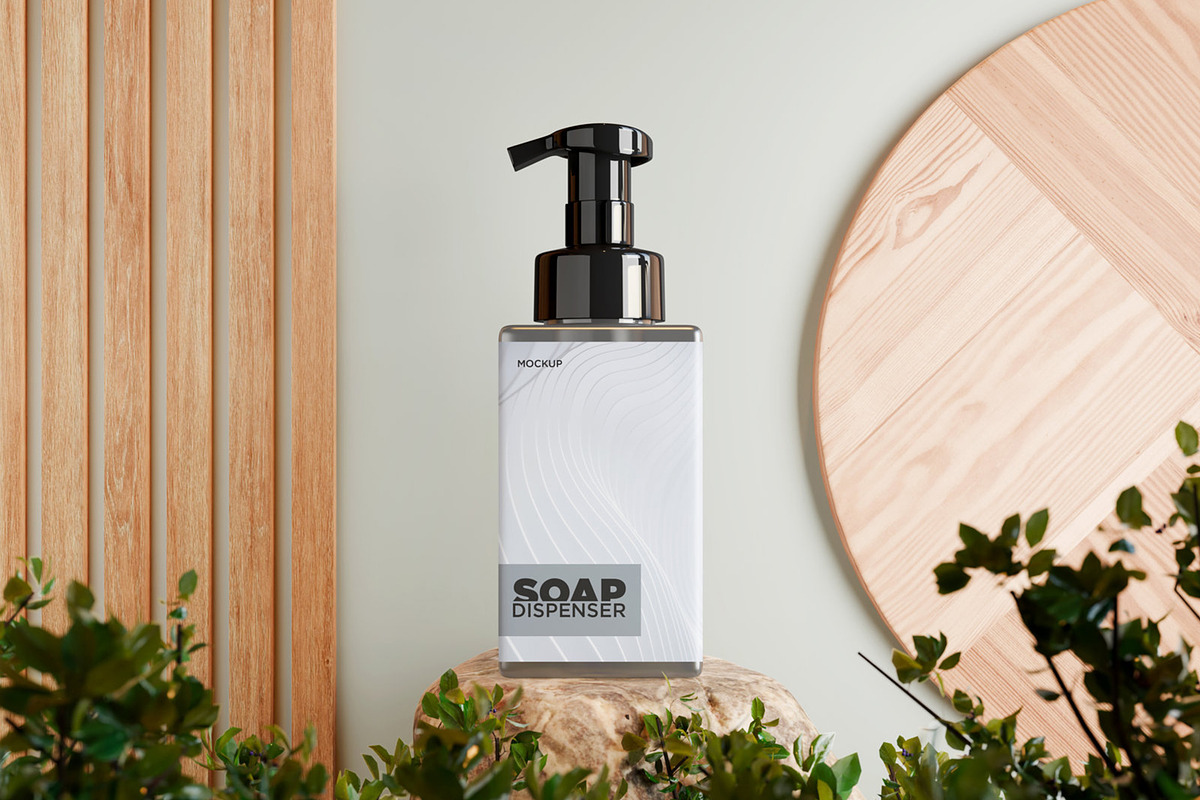 Soap Dispenser Square Bottle Mockup, a Packaging Mockup by Muhazdinata (Photo 3 of 18)