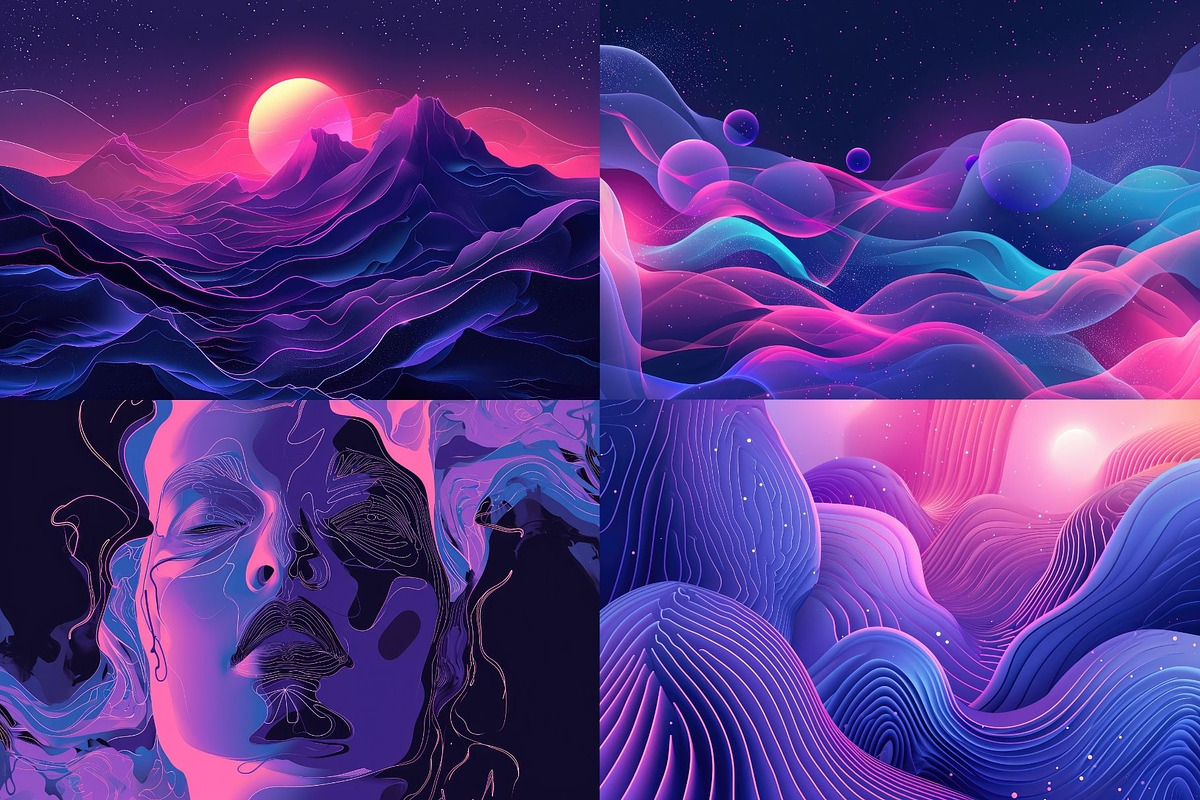 32 Ethereal Neon Dreamscapes, a Decorative Illustration by HipFonts (Photo 3 of 9)