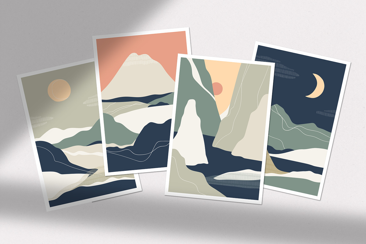 Abstract nature landscapes cards set, a Decorative Illustration by Good Studio (Photo 30 of 34)