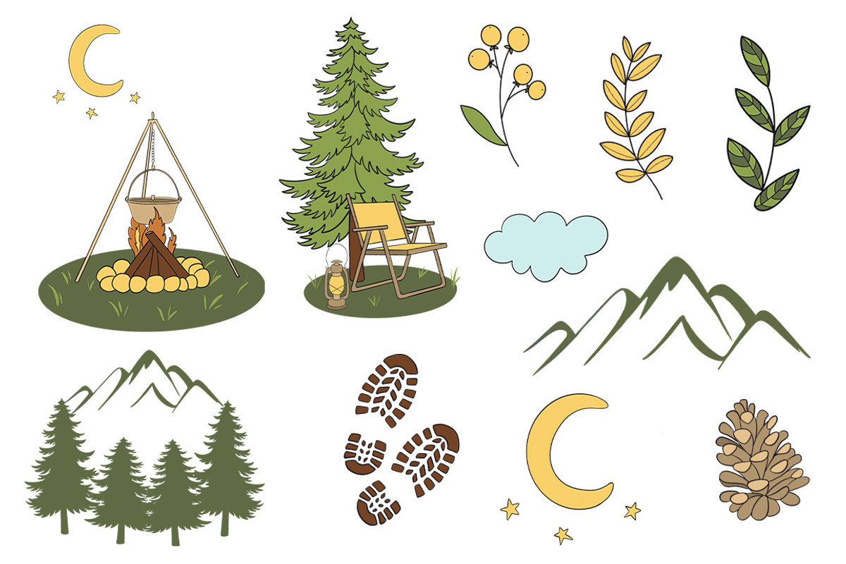 Camping Clipart Set, a Decorative Illustration by Mari_Caliart (Photo 5 of 15)