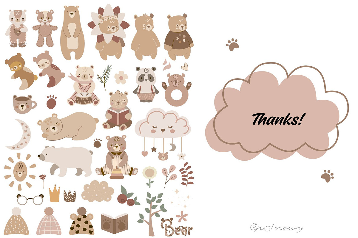 Bear World Vector Clipart & Patterns, an Animal Illustration by CpSnowy (Photo 8 of 8)