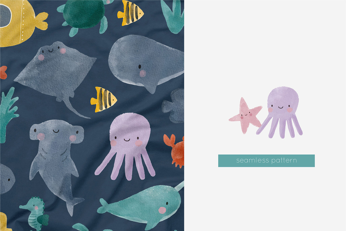 Big sea adventure - watercolor set, an Animal Illustration by Cute And Wild (Photo 4 of 7)