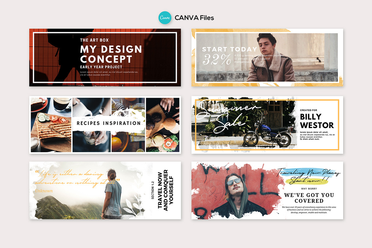 Facebook Covers Watercolor, a Social Media Template by Analogi Studio