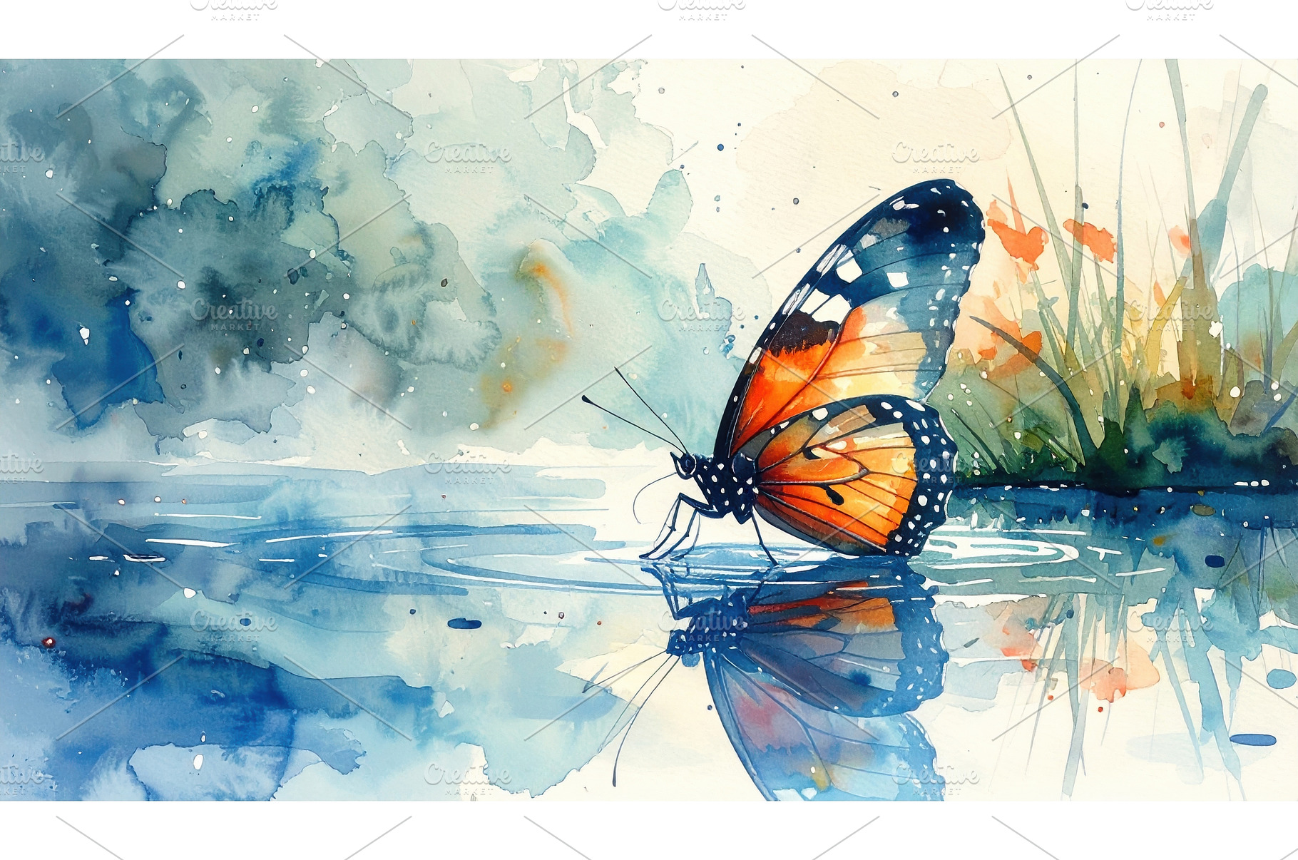 Orange and blue butterfly drinking, a Nature Photo by Igor Tichonow