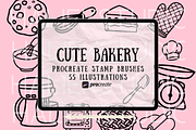 Cute Bakery Procreate Stamp Brushes, a Brush Add-On by HalieKStudio (Thumbnail 1 of 9)