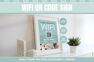 Green WiFi QR Code Sign, a Marketing Template by SunshineStudioBoutique