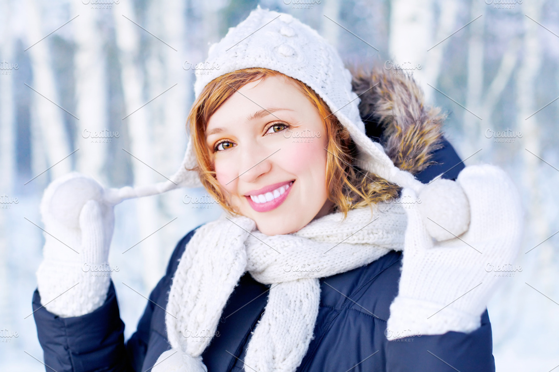 Girl in winter forest