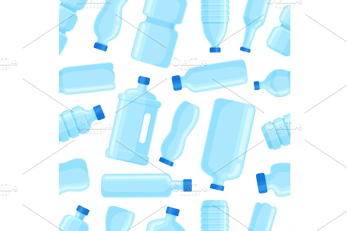 Plastic bottles seamless pattern, an Illustration by Valerie Bodnar