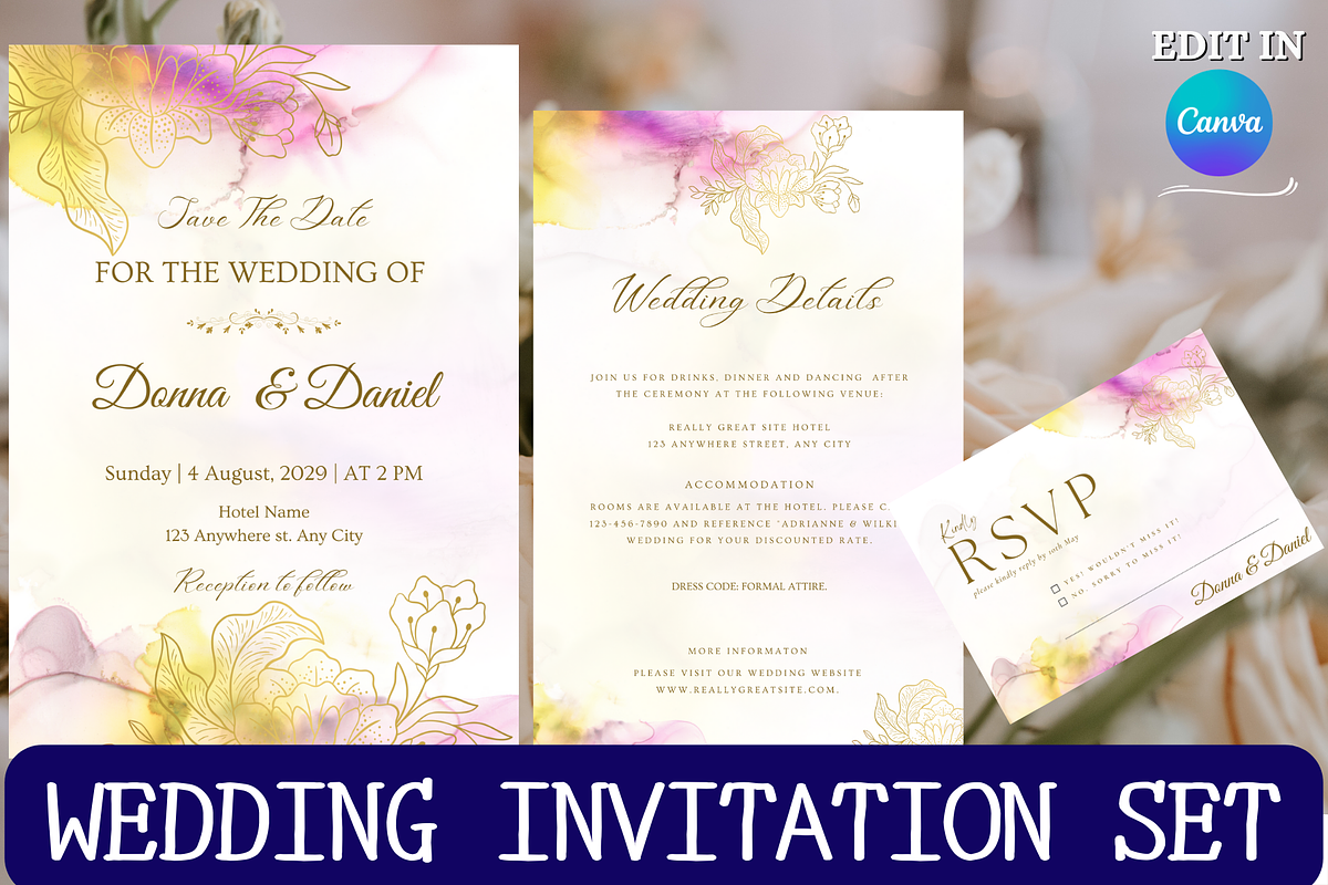 MINIMAL Golden WEDDING INVITATION SE, an Invitation Template by MagicLove Creations (Photo 1 of 7)