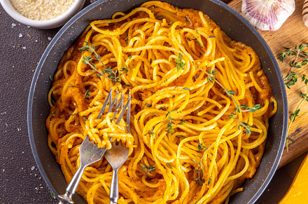Homemade autumn pumpkin spaghetti pasta, a Food & Drink Photo by Rimma