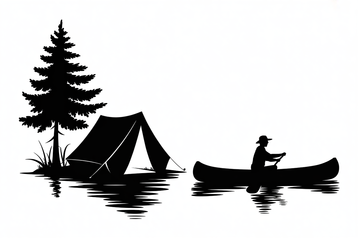 camping and canoe lake vector, an Illustration by Amazin_art (Photo 2 of 17)