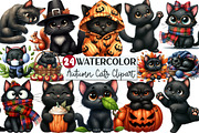 Funny Autumn Black Cat Clipart, an Illustration by Rose Art (Thumbnail 1 of 7)