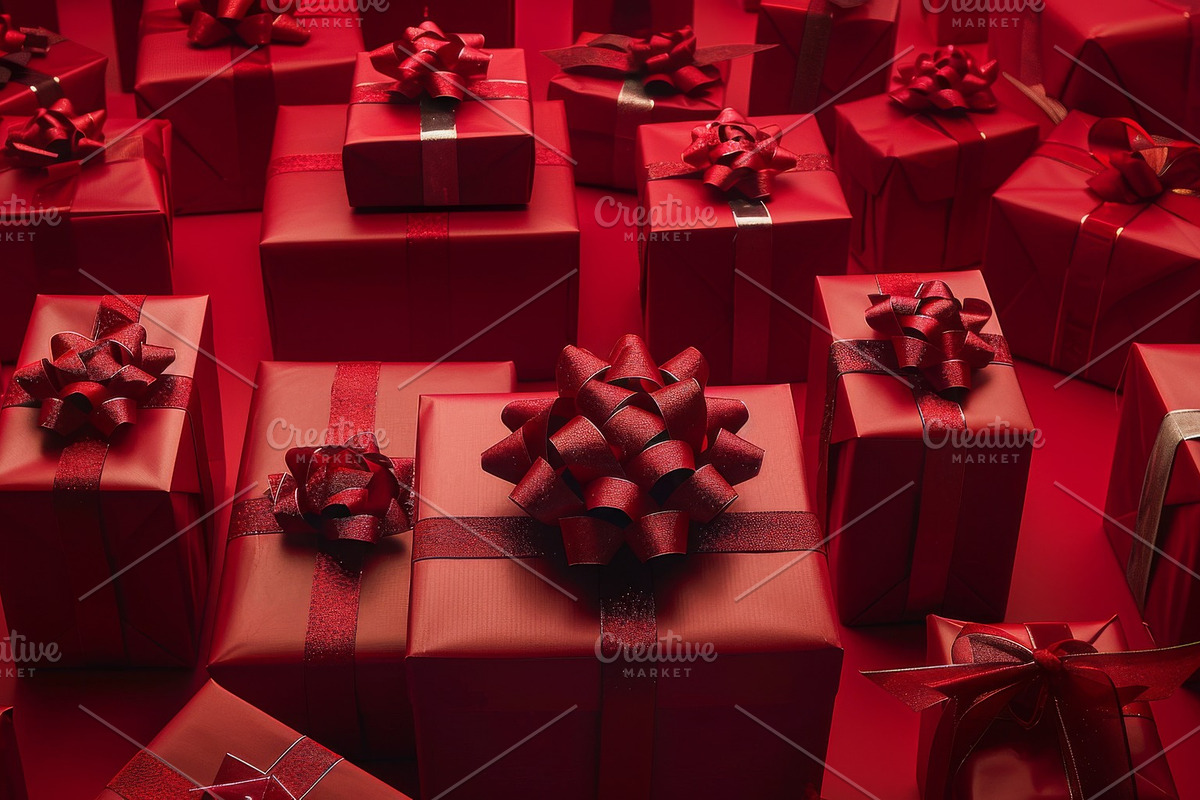 86 Gift boxes with ribbons and bows, a Holiday Photo by Handmadefont (Photo 80 of 90)