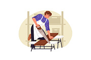 Carpenters work with wood set, a Work Illustration by PaperTrident (Thumbnail 4 of 9)