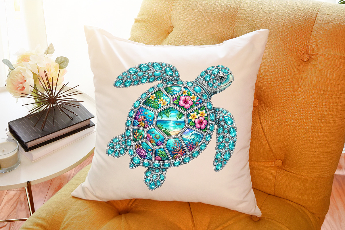 Rhinestone Sea Turtle Summer Beach, a Seasonal Illustration by Sublimation Artist (Photo 9 of 9)