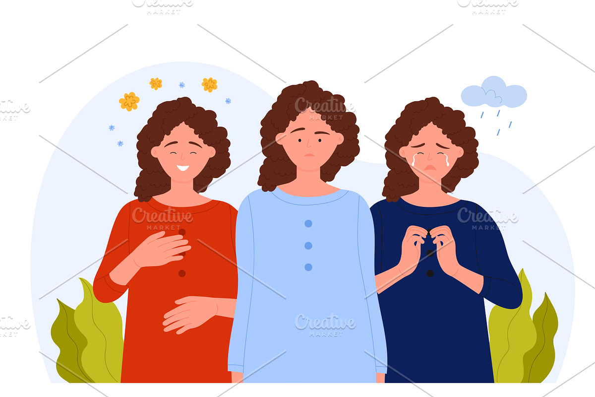 Emotional States of Bipolar Disorder, an Object Illustration by Flashvector