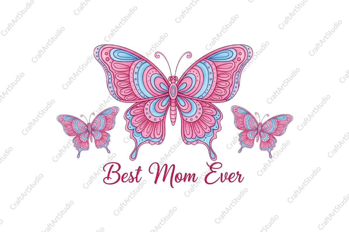 Trendy Best Mom Ever Butterfly PNG, an Illustration by CraftArtStudio (Photo 1 of 4)