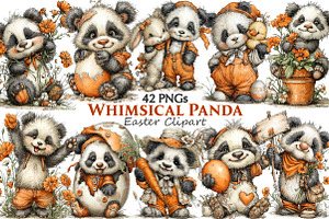 Whimsical Easter Panda Clipart, an Illustration by Pixels.Craft