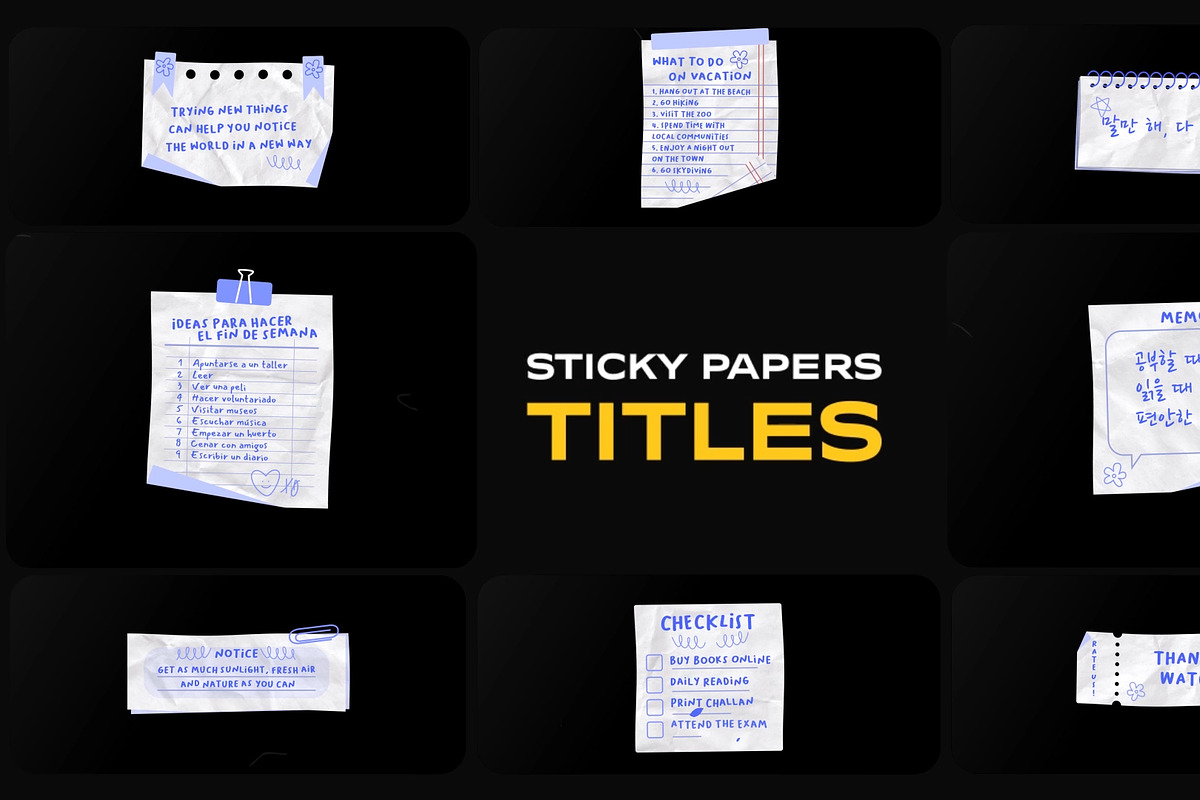 Sticky Papers Titles DaVinci Resolve, a Templates & Theme by FlashFXbox (Photo 1 of 2)