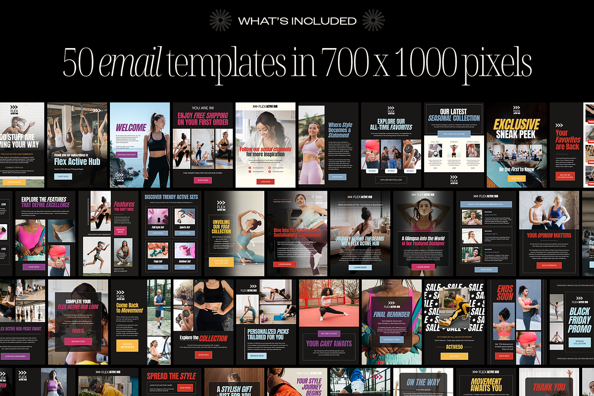 Fitness Emails | 50 Canva Templates, an Email Template by Creatif Foundry (Photo 2 of 9)