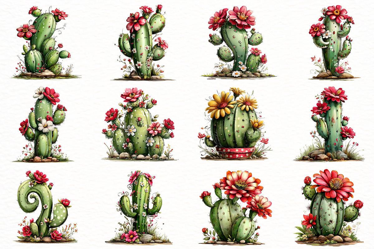 Whimsical cactus clipart, an Illustration by Designworld (Photo 2 of 8)
