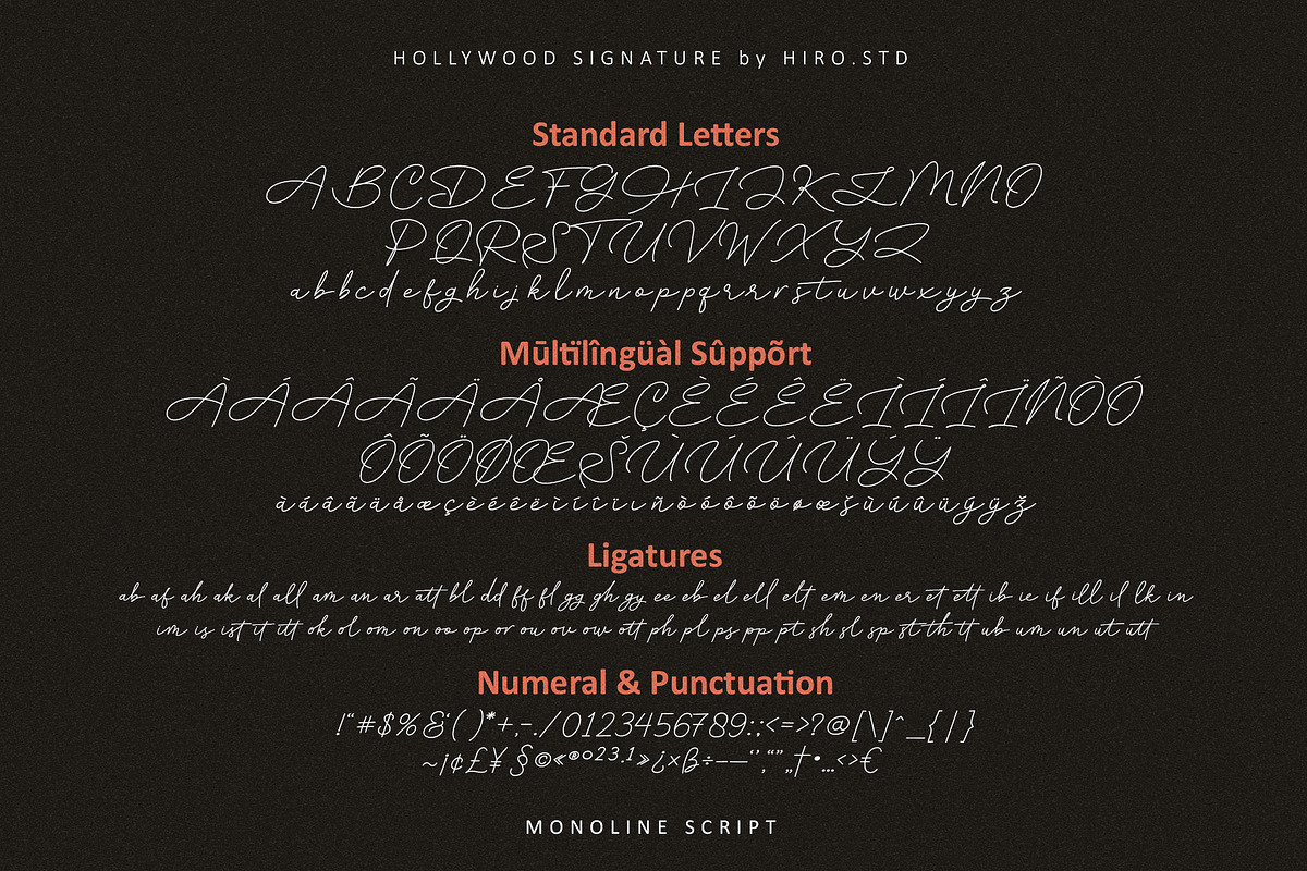 Hollywood Signature Monoline Font, a Handwritten Font by HIRO.std (Photo 11 of 11)