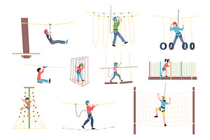 Rope park. People activity spend, a Person Illustration by LadadikArt