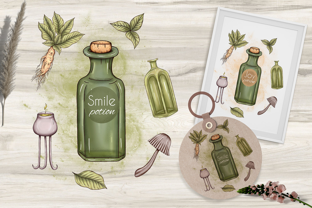 Herbal Magic clipart set, an Illustration by Mrs.Swan_Design (Photo 5 of 7)