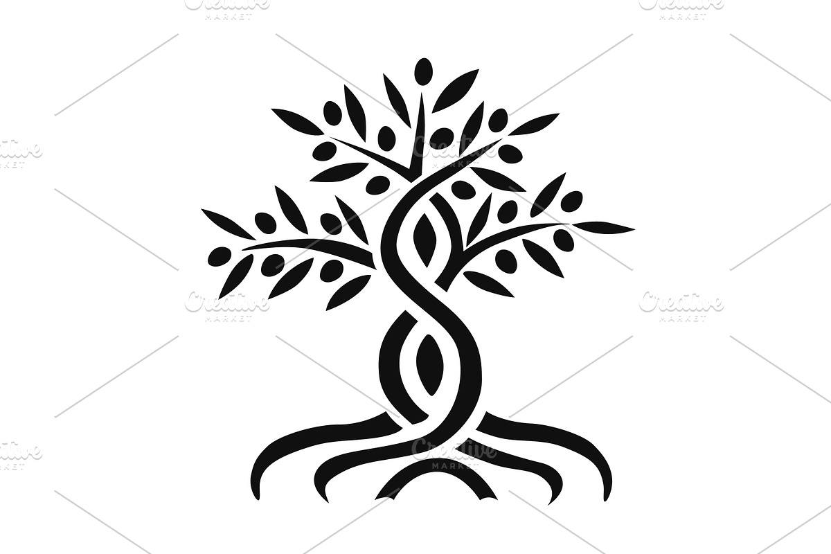 Olive tree outline hand drawn icon, an Object Illustration by Toltemara