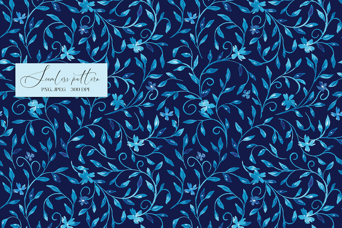 Blue leaves seamless pattern, a Pattern Graphic by SirenaArt (Photo 7 of 12)