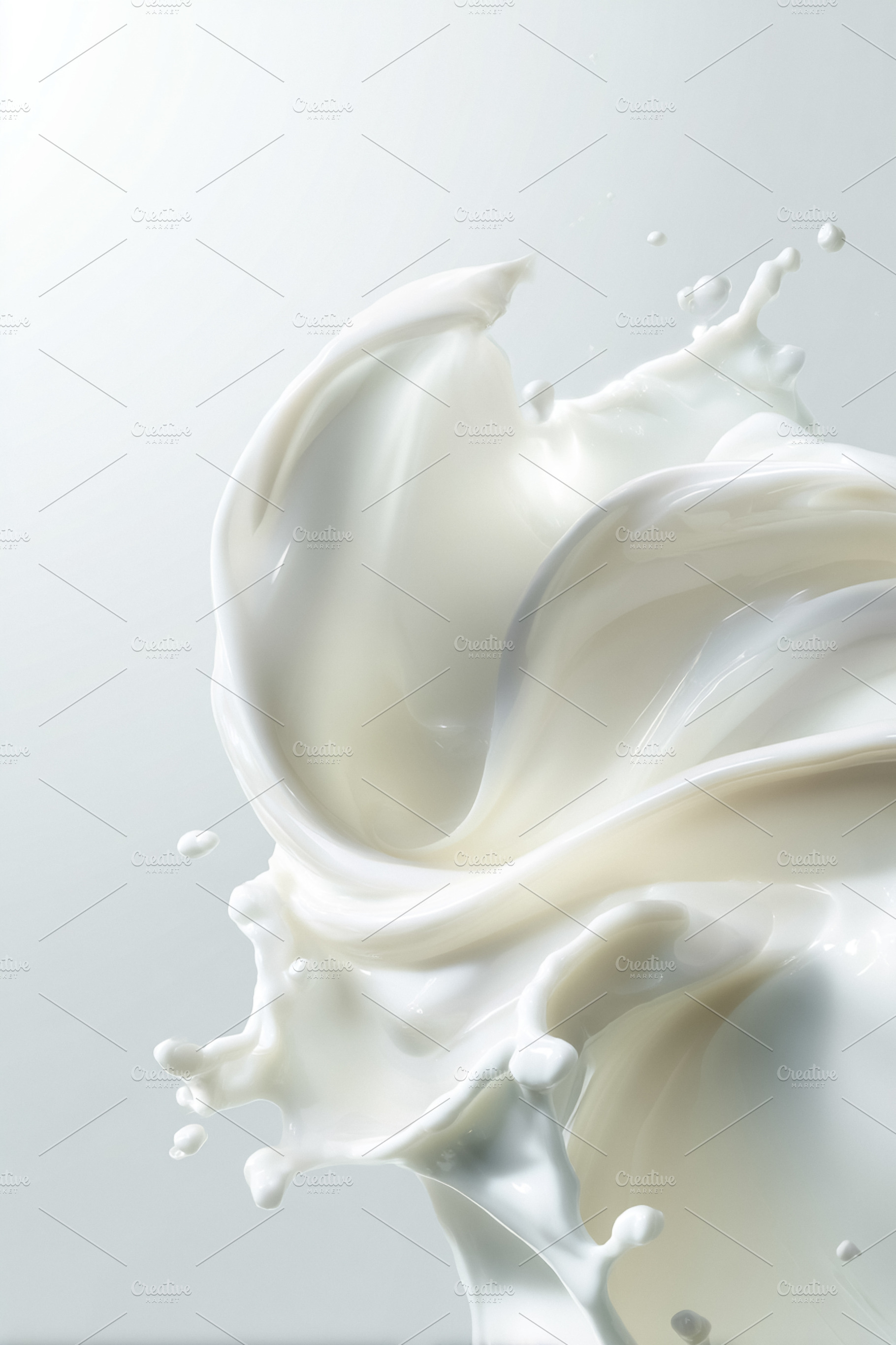 Dynamic milk splash creating an abstract swirling pattern with w, a Photo by Studio ANNA