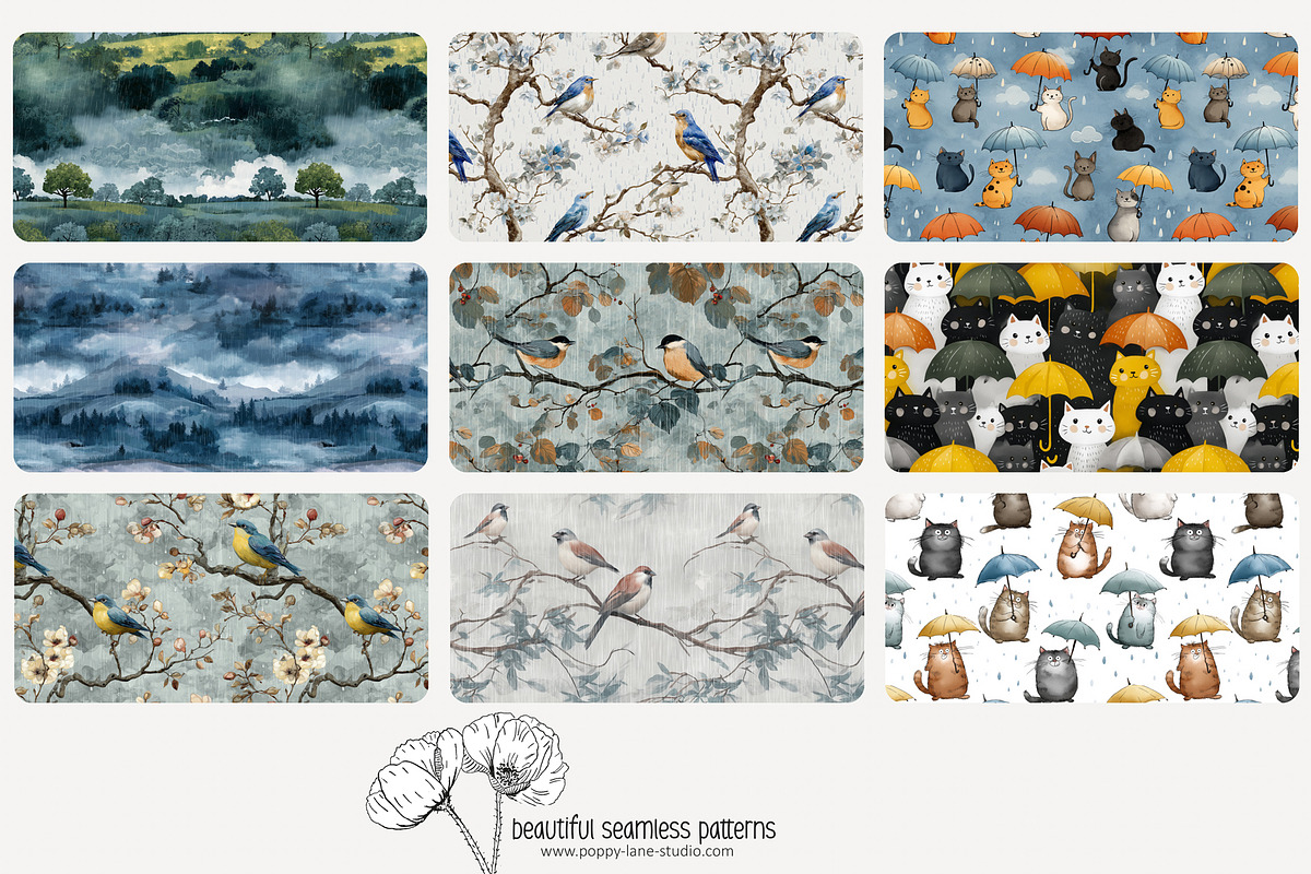 80 rainy weather seamless pattern, a Pattern Graphic by Poppy Lane Studio (Photo 7 of 11)