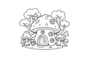 Whimsical Mushroom House Line Art bu, an Illustration by Designs_River (Thumbnail 3 of 51)