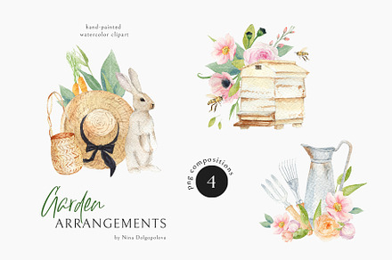 Watercolor Gardening Clipart, PNG