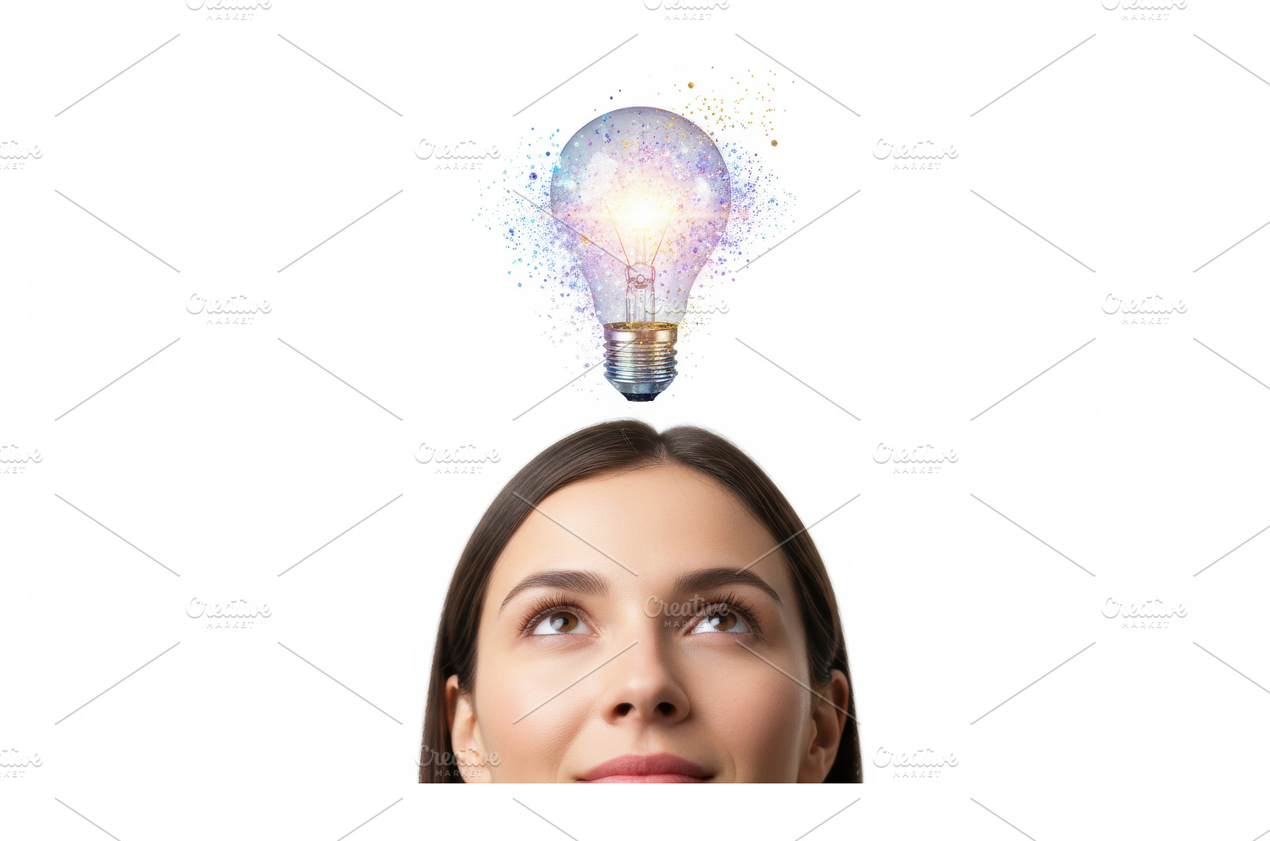 woman looking upward toward glowing, an Arts & Entertainment Photo by Igor Tichonow