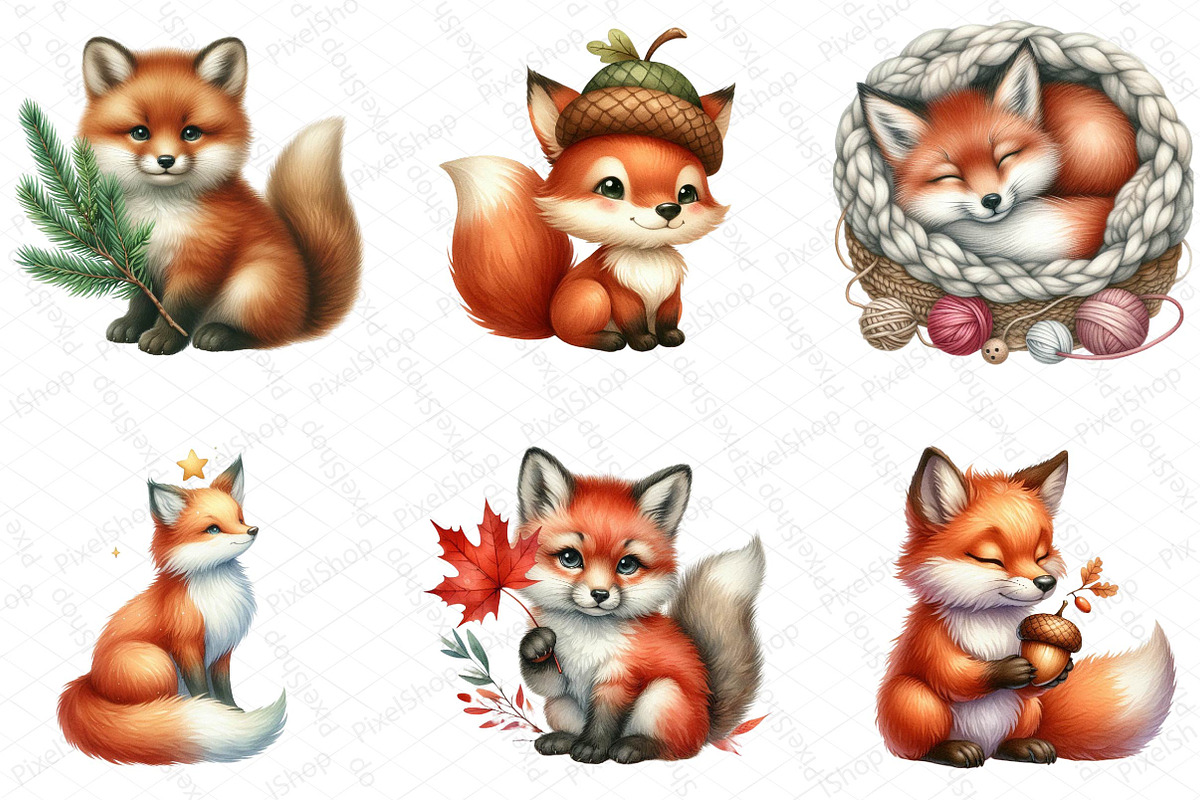 Cute Woodland Fox Clipart, an Illustration by DreamPrint404 (Photo 2 of 5)