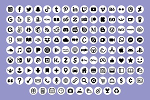 White Circle Social Media Icons Set