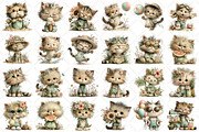 Whimsical Summer Cat Clipart PNG, an Illustration by Black Bird Studio (Thumbnail 2 of 5)