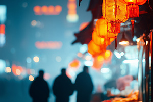 Glowing red Chinese lanterns on, an Architecture Photo by MistyDay