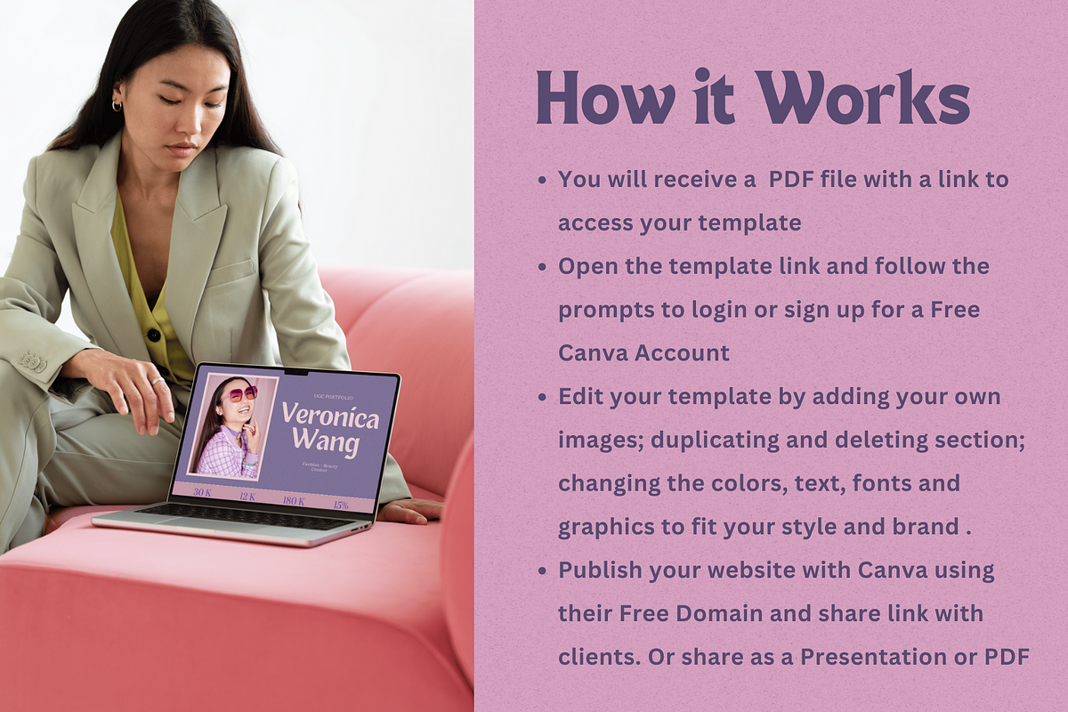 Purple UGC Portfolio Template Canva, a Websites & App Template by The Chaos Project (Photo 8 of 8)