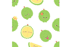 Durian fruits seamless pattern, a Food Illustration by LadadikArt