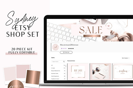 Rose Gold Etsy Shop Branding Kit, a Branding & Logo Template by Macarons and Mimosas