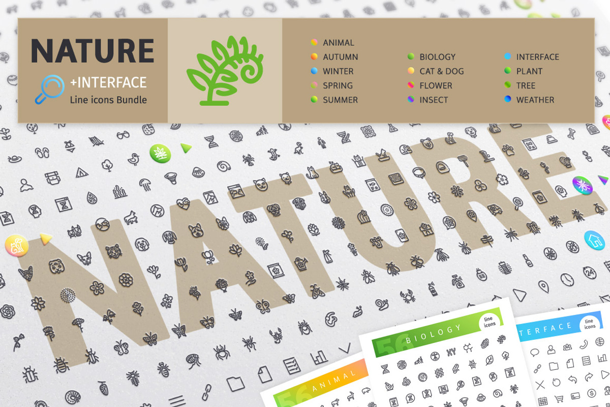 Nature 700+ Line Icons Bundle, an Outline Icon by Voysla's Shop (Photo 1 of 8)